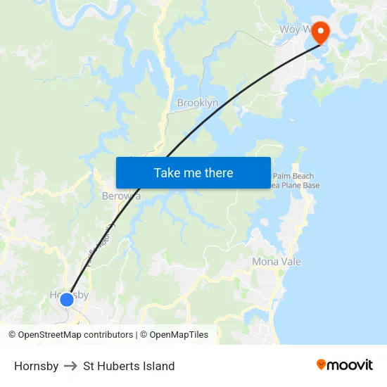 Hornsby to St Huberts Island map