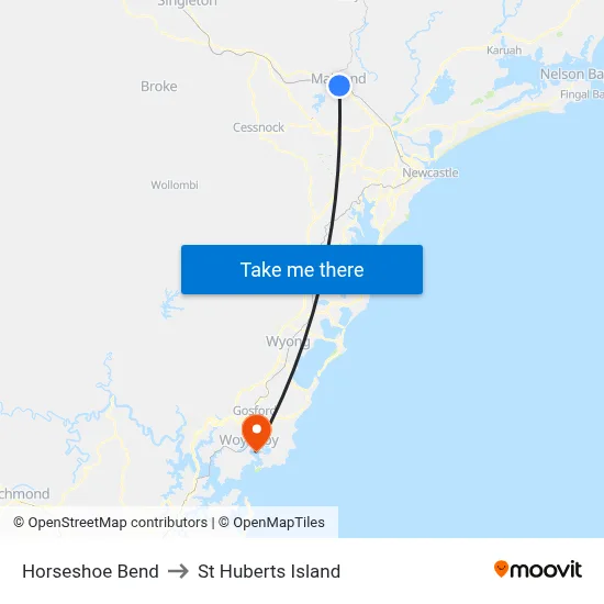 Horseshoe Bend to St Huberts Island map