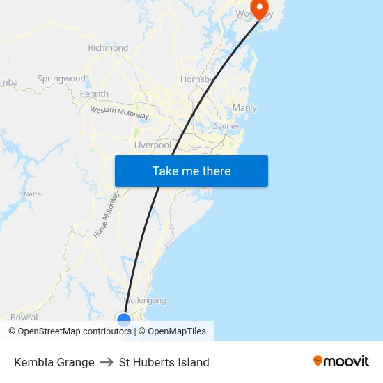 Kembla Grange to St Huberts Island map