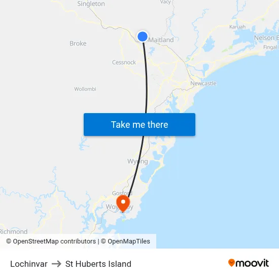 Lochinvar to St Huberts Island map
