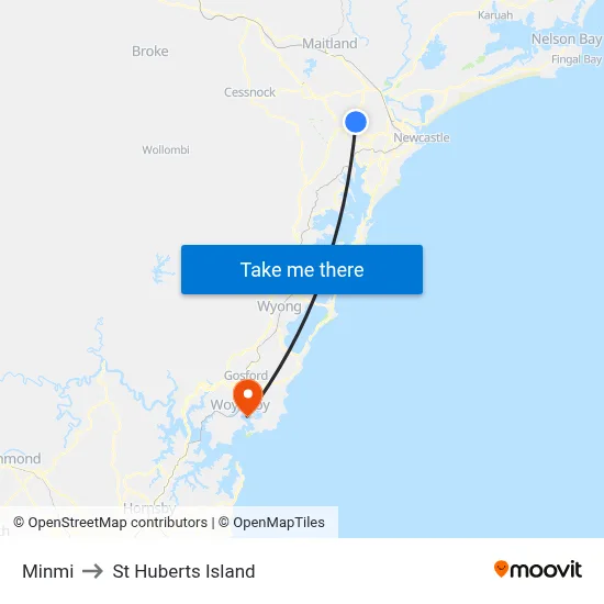 Minmi to St Huberts Island map