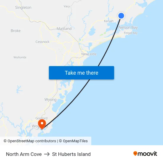 North Arm Cove to St Huberts Island map