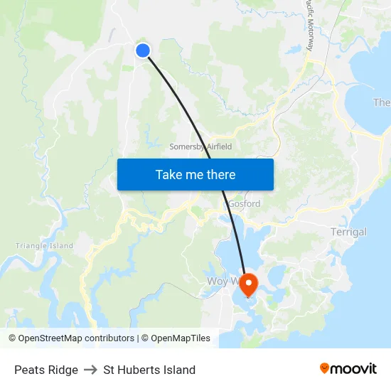 Peats Ridge to St Huberts Island map