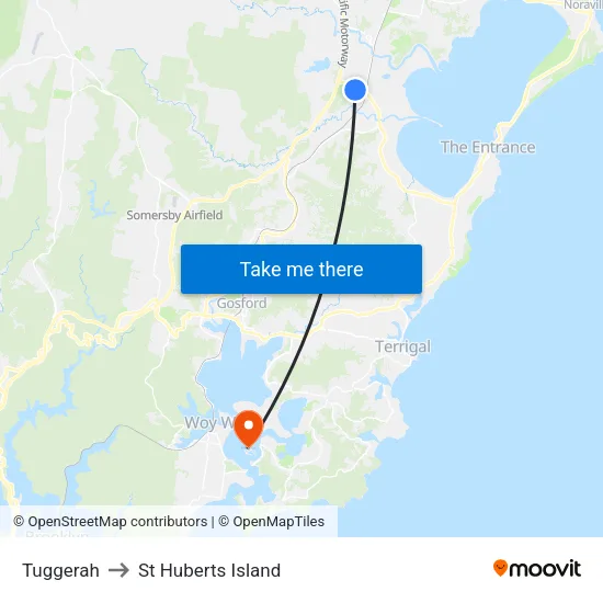 Tuggerah to St Huberts Island map