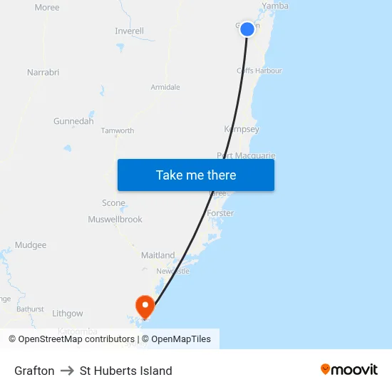 Grafton to St Huberts Island map