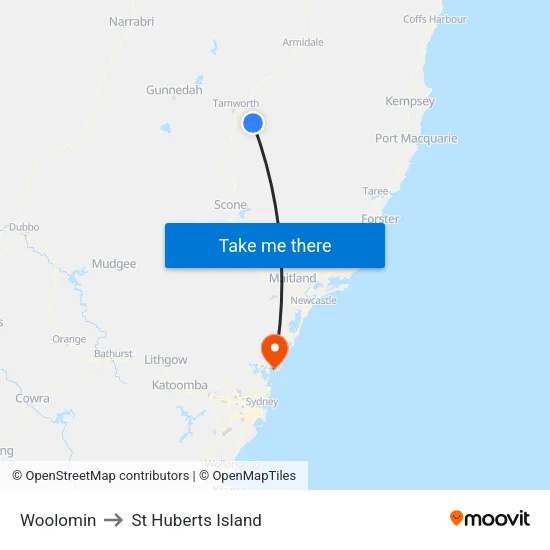 Woolomin to St Huberts Island map