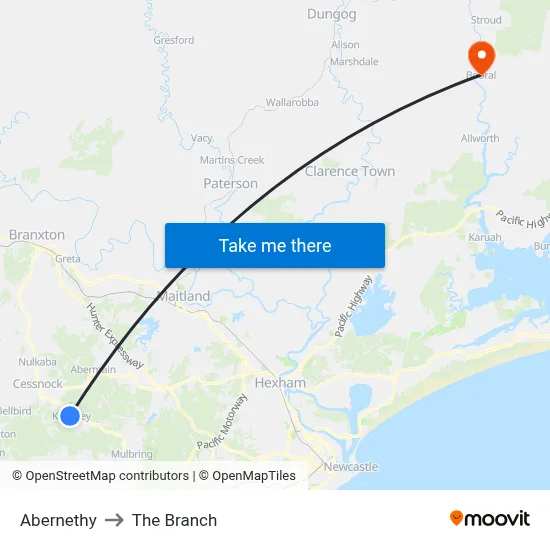 Abernethy to The Branch map