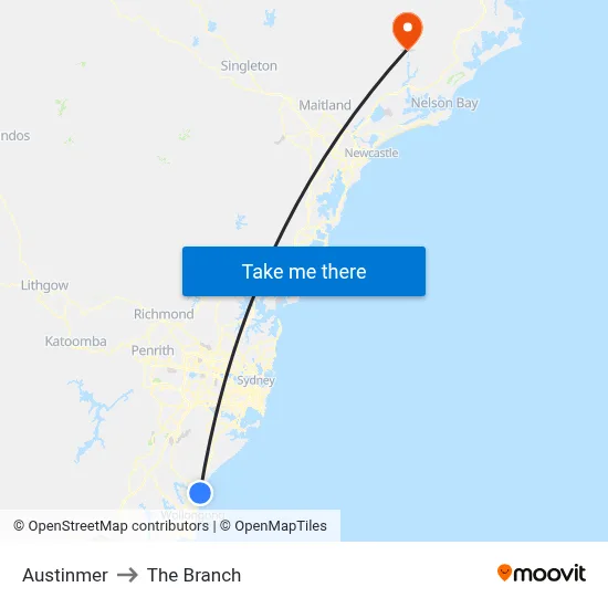 Austinmer to The Branch map