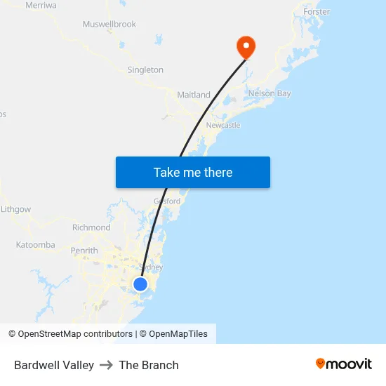 Bardwell Valley to The Branch map
