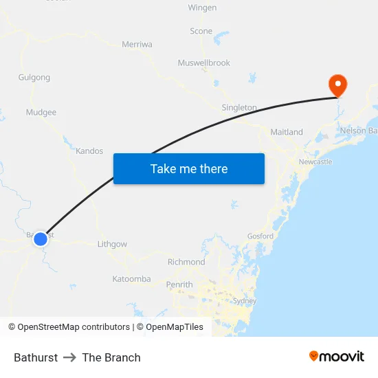 Bathurst to The Branch map