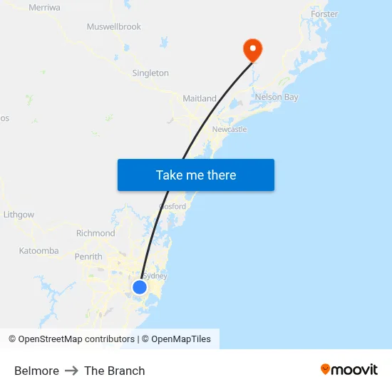 Belmore to The Branch map