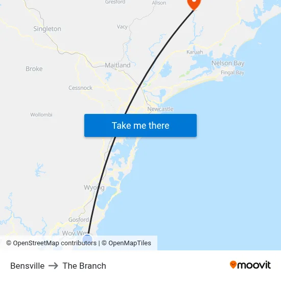 Bensville to The Branch map