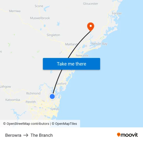 Berowra to The Branch map