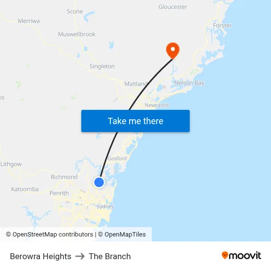 Berowra Heights to The Branch map