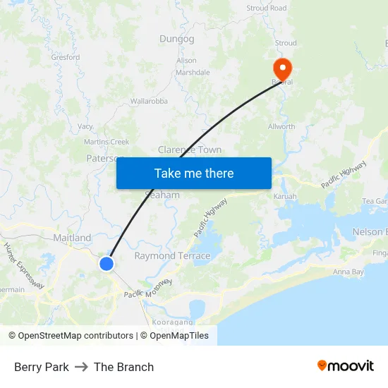 Berry Park to The Branch map