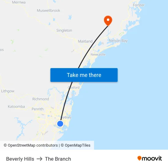 Beverly Hills to The Branch map