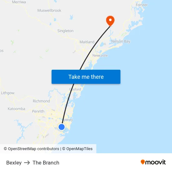 Bexley to The Branch map