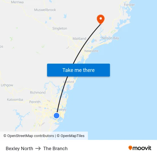 Bexley North to The Branch map