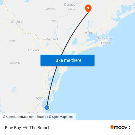 Blue Bay to The Branch map