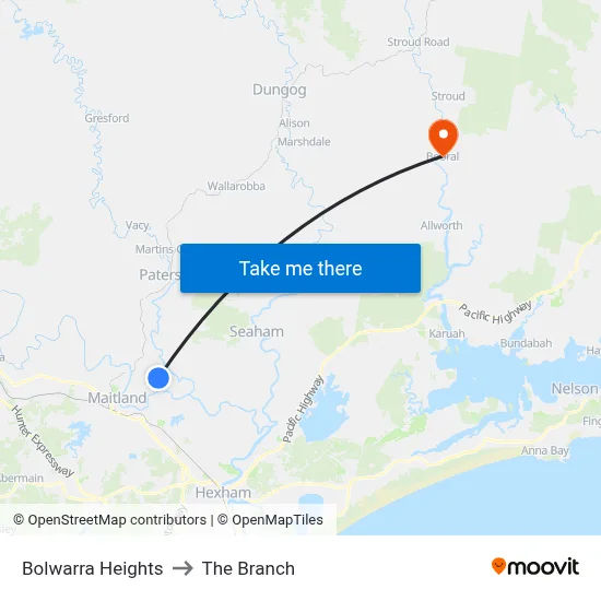 Bolwarra Heights to The Branch map