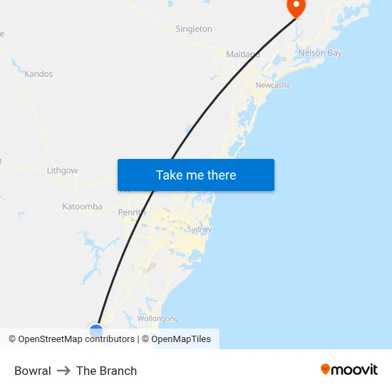Bowral to The Branch map