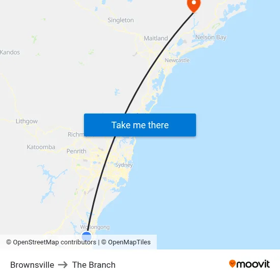 Brownsville to The Branch map