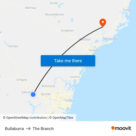 Bullaburra to The Branch map