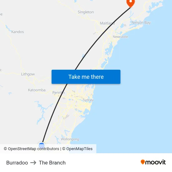 Burradoo to The Branch map