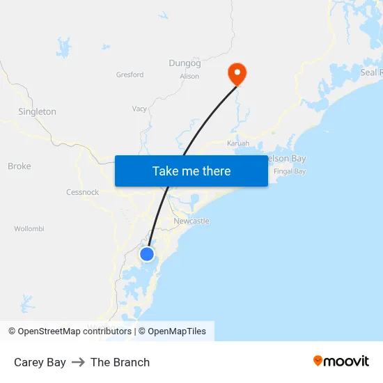 Carey Bay to The Branch map