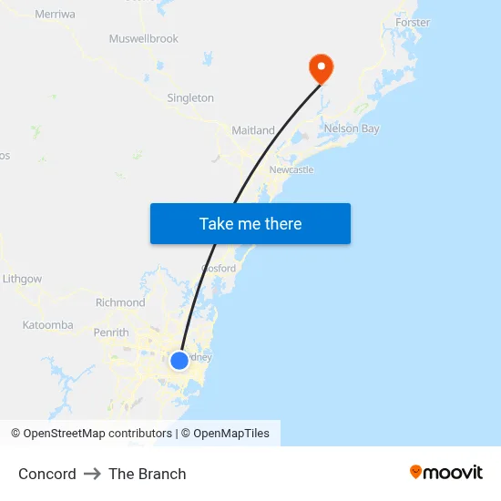 Concord to The Branch map