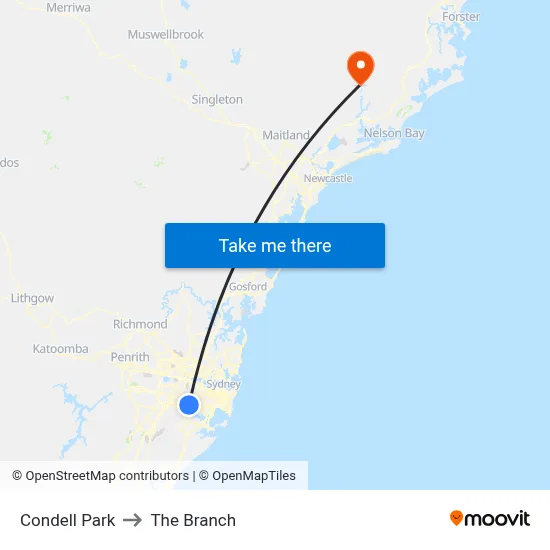 Condell Park to The Branch map