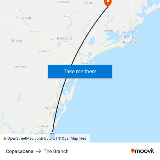 Copacabana to The Branch map