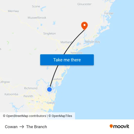Cowan to The Branch map