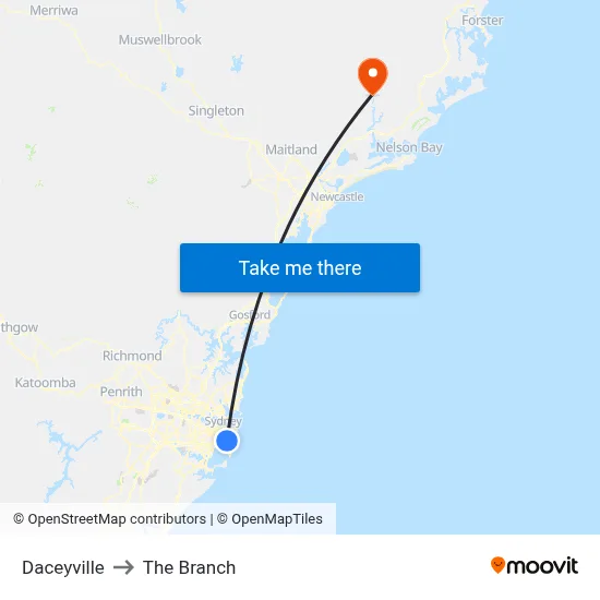 Daceyville to The Branch map