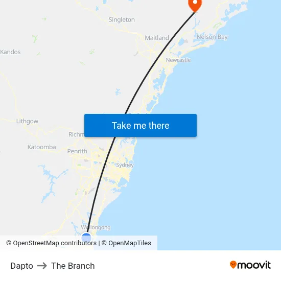 Dapto to The Branch map