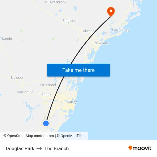 Douglas Park to The Branch map