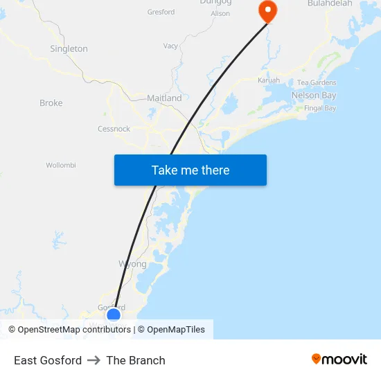 East Gosford to The Branch map
