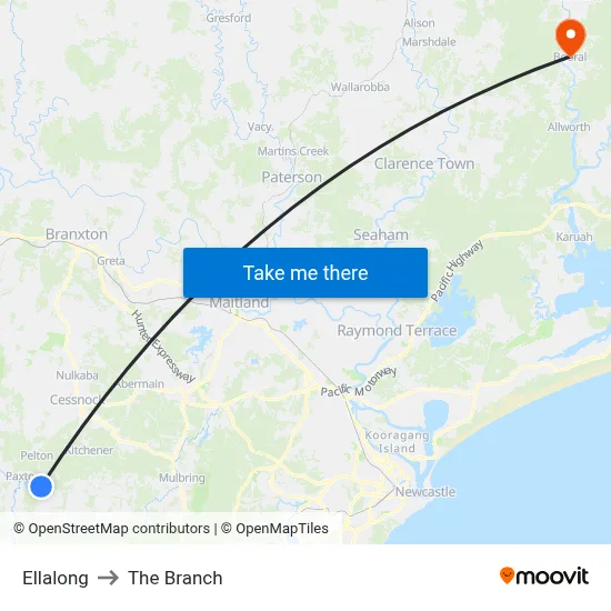 Ellalong to The Branch map