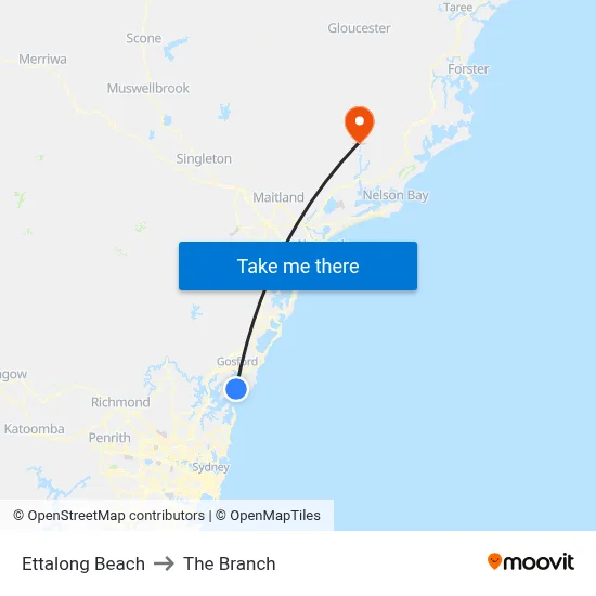 Ettalong Beach to The Branch map