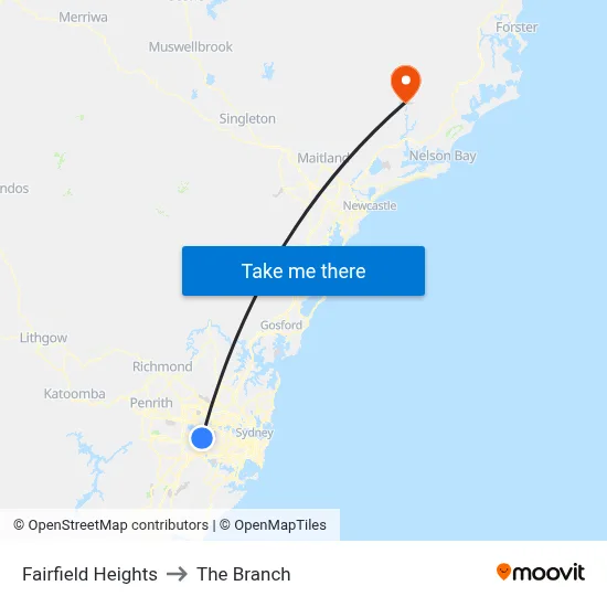 Fairfield Heights to The Branch map