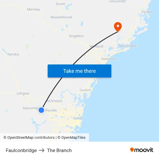 Faulconbridge to The Branch map