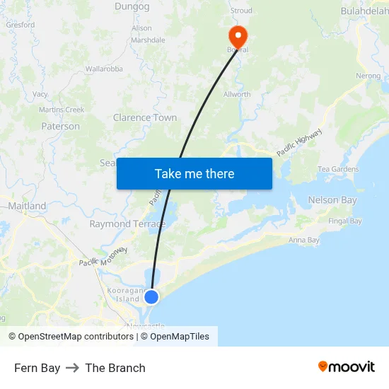 Fern Bay to The Branch map