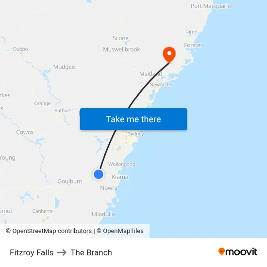 Fitzroy Falls to The Branch map
