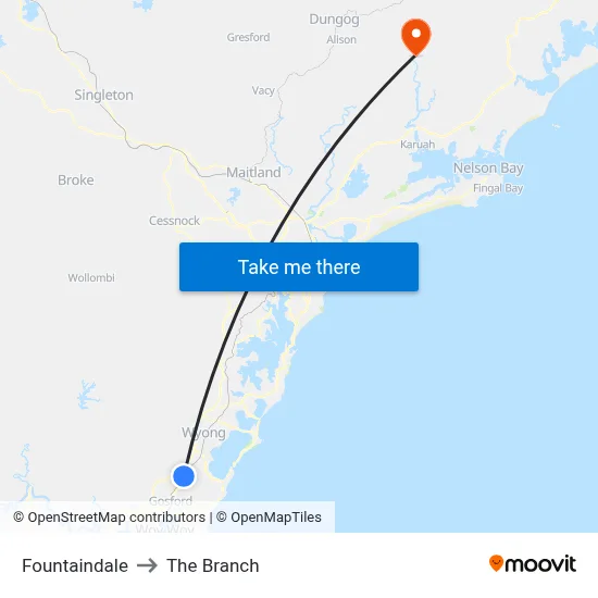 Fountaindale to The Branch map