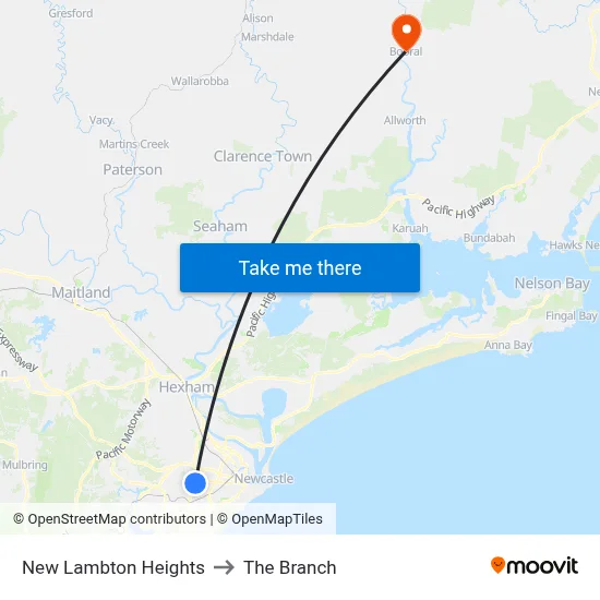 New Lambton Heights to The Branch map