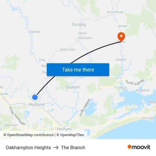 Oakhampton Heights to The Branch map