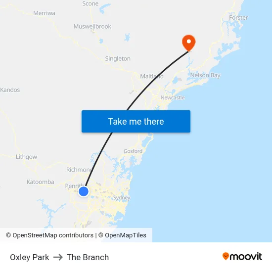 Oxley Park to The Branch map