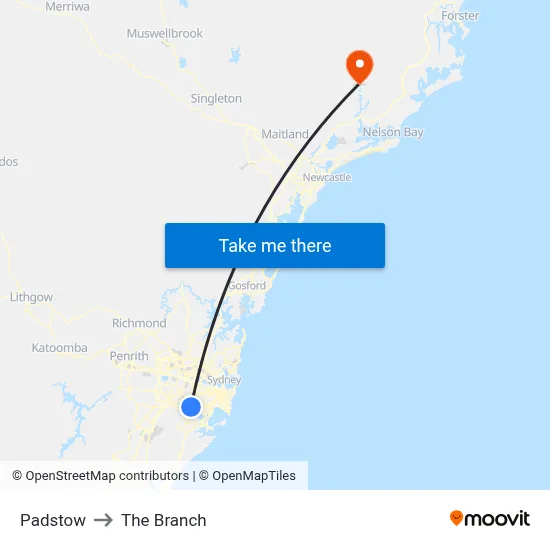Padstow to The Branch map