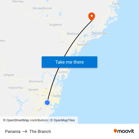 Panania to The Branch map