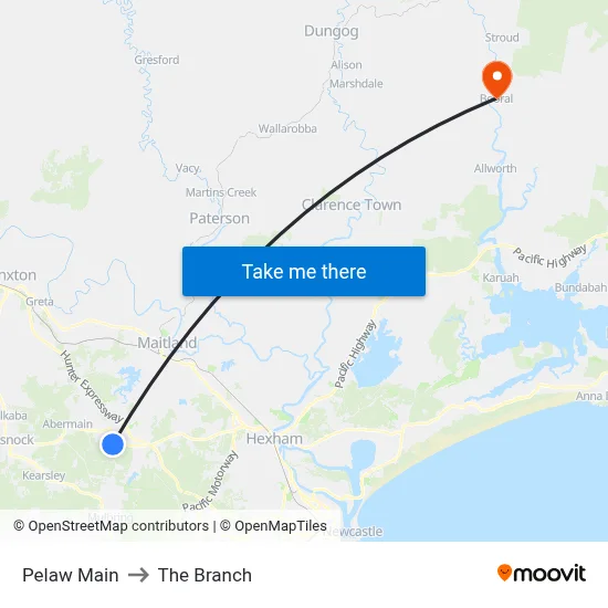 Pelaw Main to The Branch map